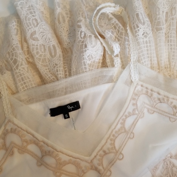 RYU Anthro Antique White Embroidered Lace Dress - Picture 8 of 8